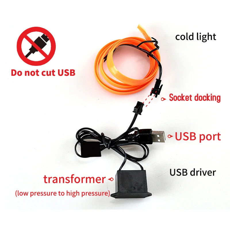 GlowRide™ Car Ambient LED Strip — 5M USB Neon Interior Lighting