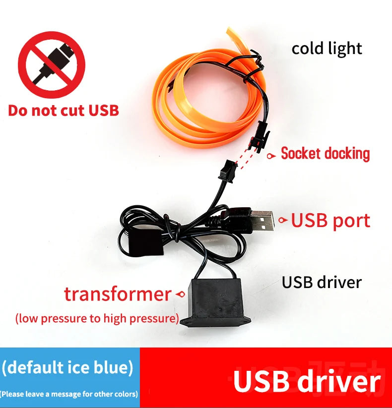GlowRide™ Car Ambient LED Strip — 5M USB Neon Interior Lighting