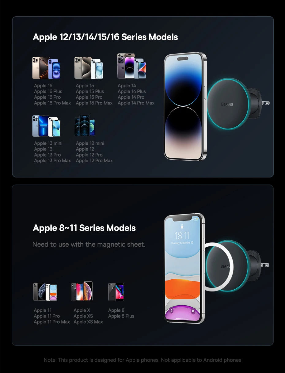 GlowRide™ Magnetic Wireless Car Charger — 15W Fast Charging