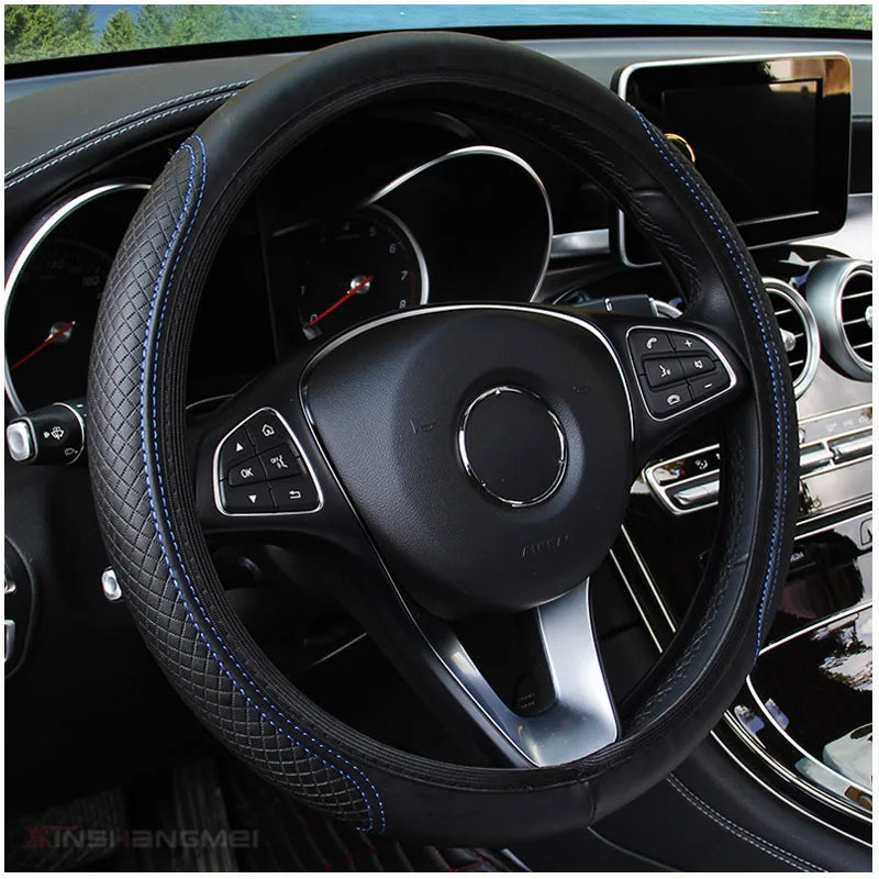 GlowRide™ Microfiber Leather Steering Wheel Cover - Available black carbon fiber brown ivory