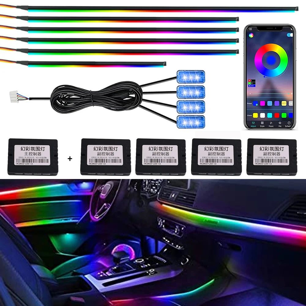 GlowRide™ RGB Ambient LED Interior Light Strip - Music Sync LED Car Interior