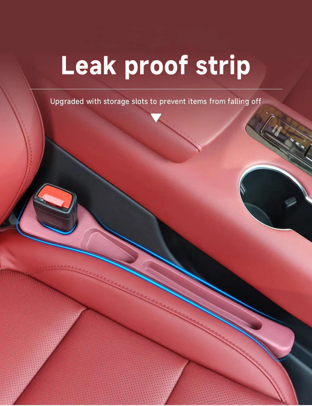 GlowRide™ PU Leather Car Seat Gap Filler - Hidden storage slot with phone and cards