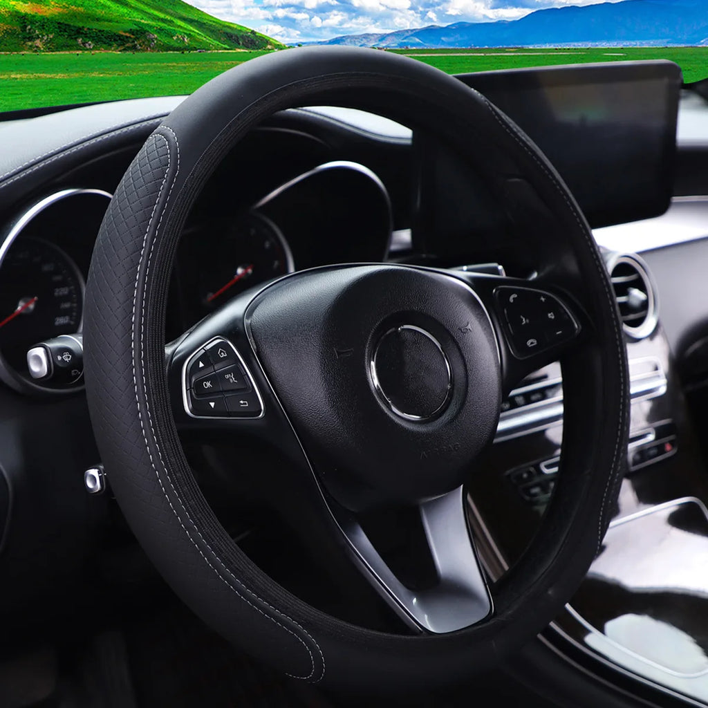 GlowRide™ Microfiber Leather Steering Wheel Cover - All-season cool in summer warm in winter