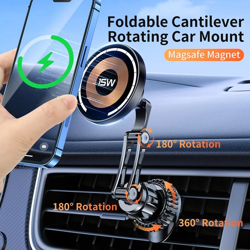 GlowRide™ Magnetic Wireless Car Charger Mount - Air vent clip universal fit installation