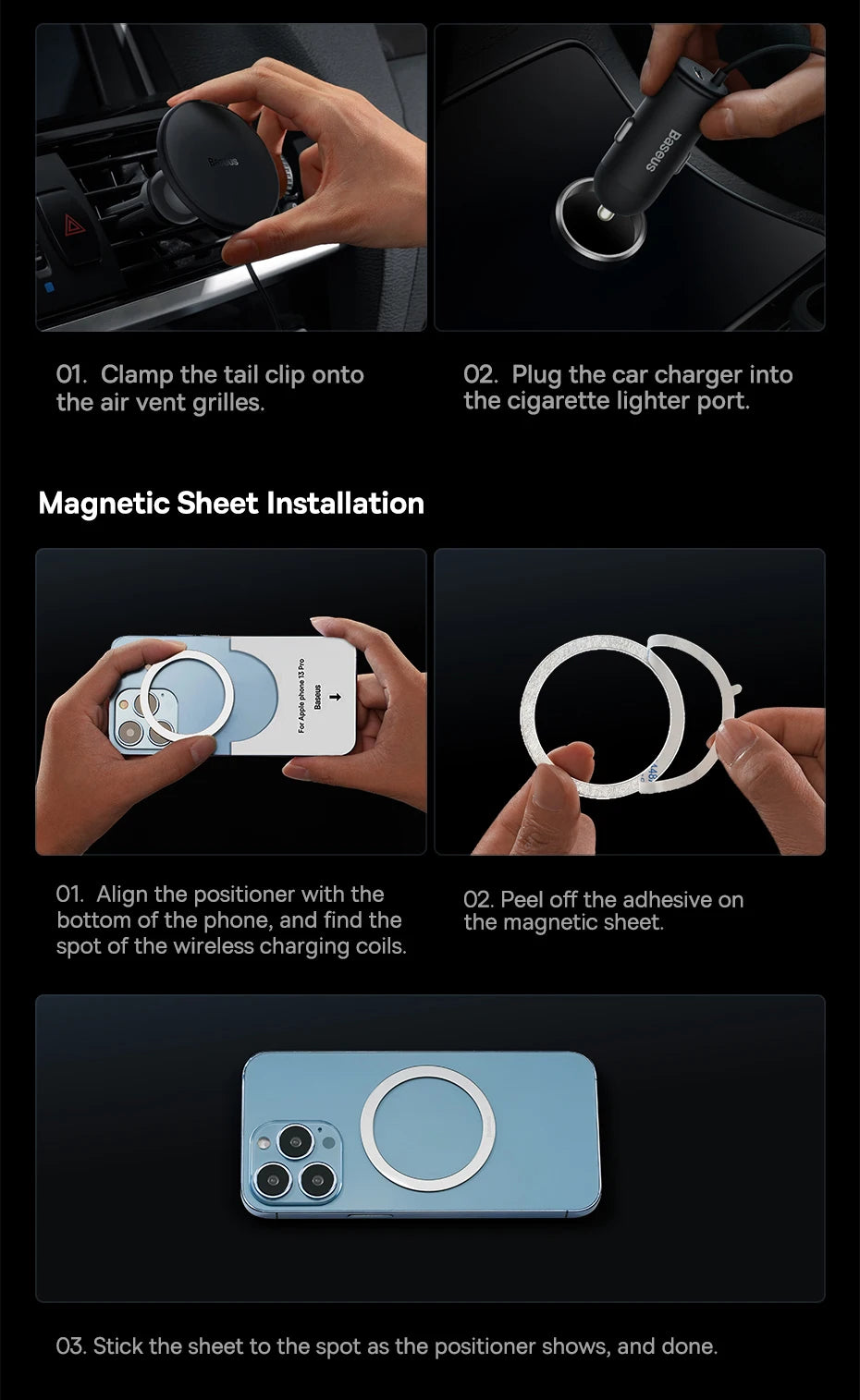 GlowRide™ Magnetic Wireless Car Charger — 15W Fast Charging