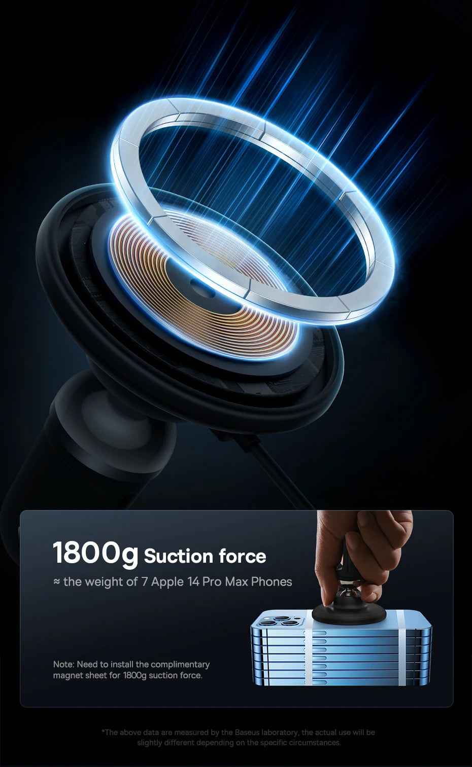 GlowRide™ Magnetic Wireless Car Charger — 15W Fast Charging