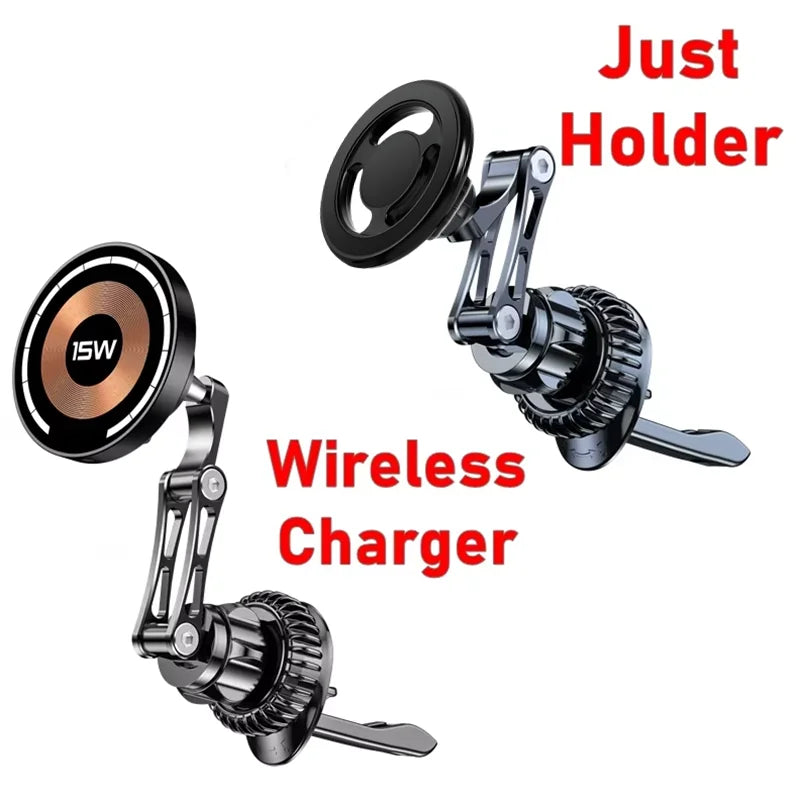 GlowRide™ Magnetic Wireless Car Charger Mount - 360 rotation landscape and portrait modes