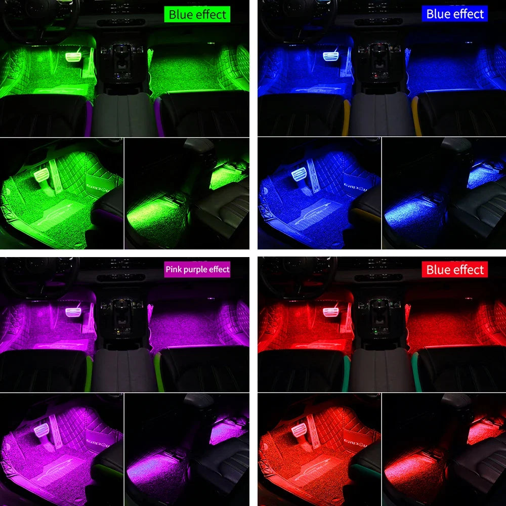 GlowRide™ RGB Ambient LED Interior Light Strip - Product contents controller remote and adapter