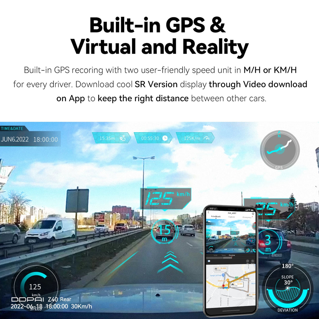 GlowRide™ Mini 4K Dash Cam - Loop recording 256GB microSD support