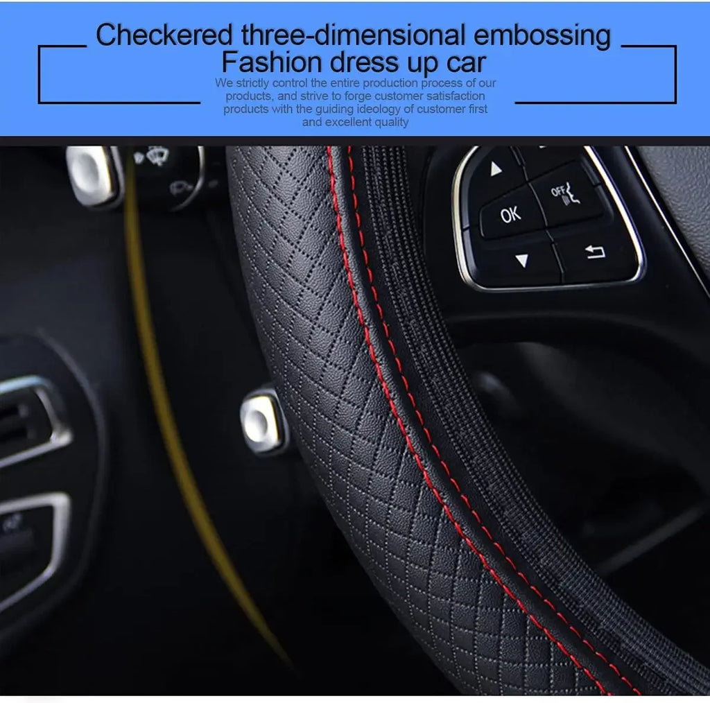 GlowRide™ Microfiber Leather Steering Wheel Cover - Anti-slip perforated grip wet and dry