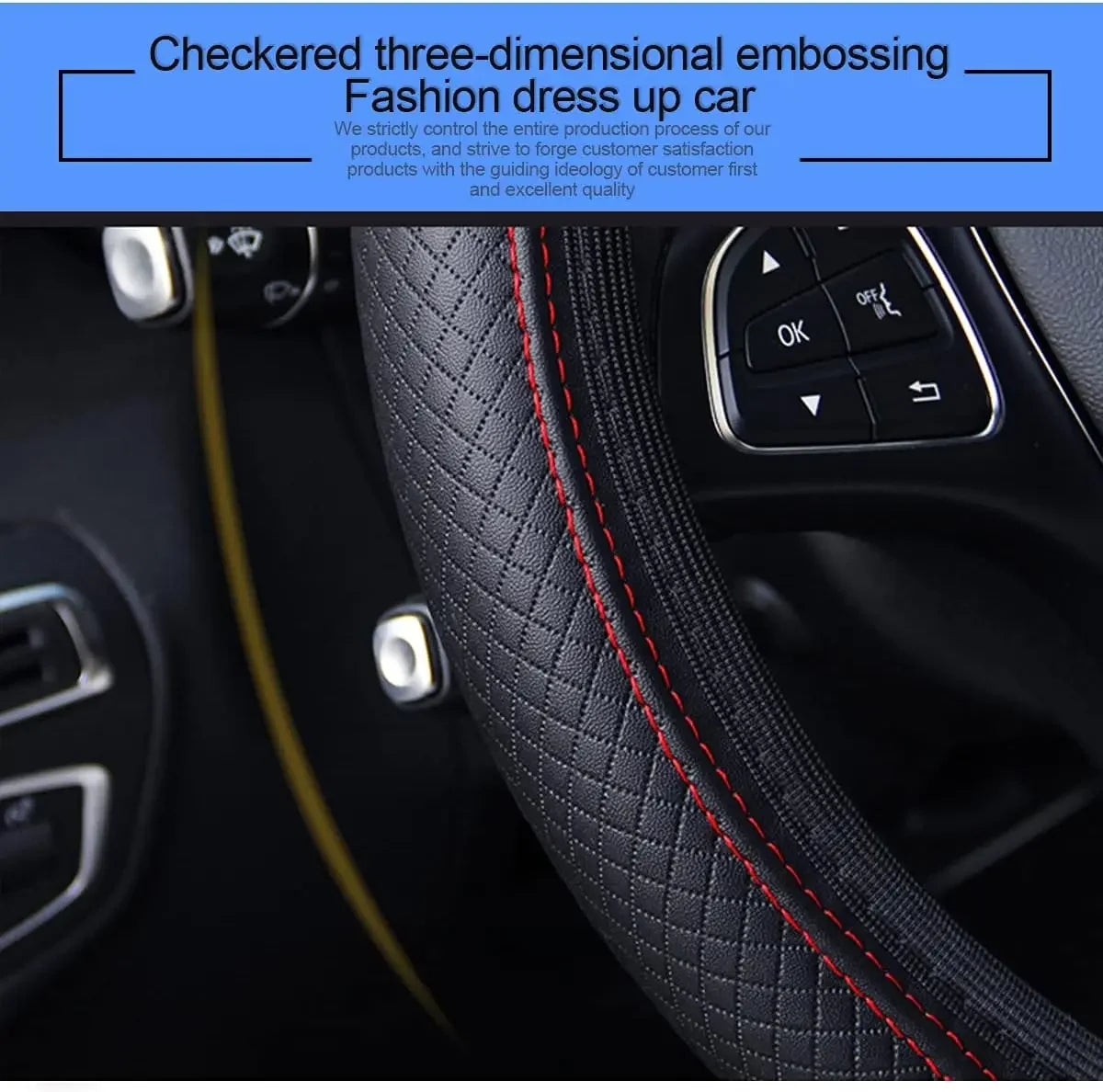 GlowRide™ Microfiber Leather Steering Wheel Cover - Anti-slip perforated grip wet and dry