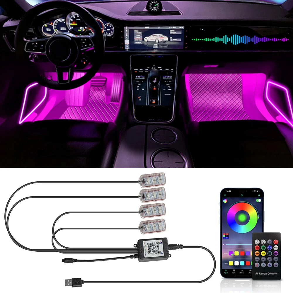 GlowRide™ RGB Ambient LED Interior Light Strip - Music sync RGB app controlled ambient lighting
