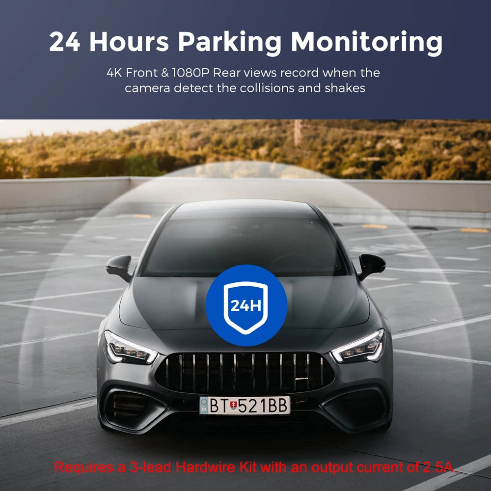 GlowRide™ AI Dash Cam 4K WiFi — Dual Lens Front & Rear Night Vision