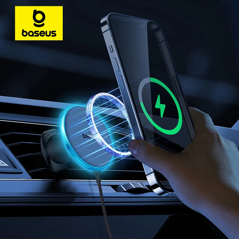 GlowRide™ Magnetic Wireless Car Charger — 15W Fast Charging