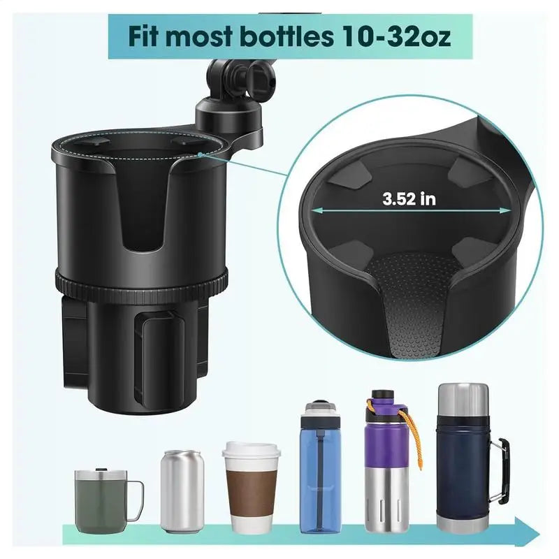 GlowRide™ 360° Cup Holder Phone Mount - One-click landscape portrait angle adjustment