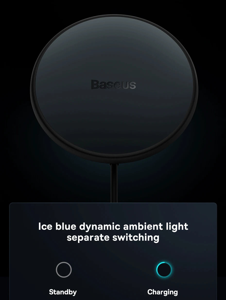 GlowRide™ Magnetic Wireless Car Charger — 15W Fast Charging